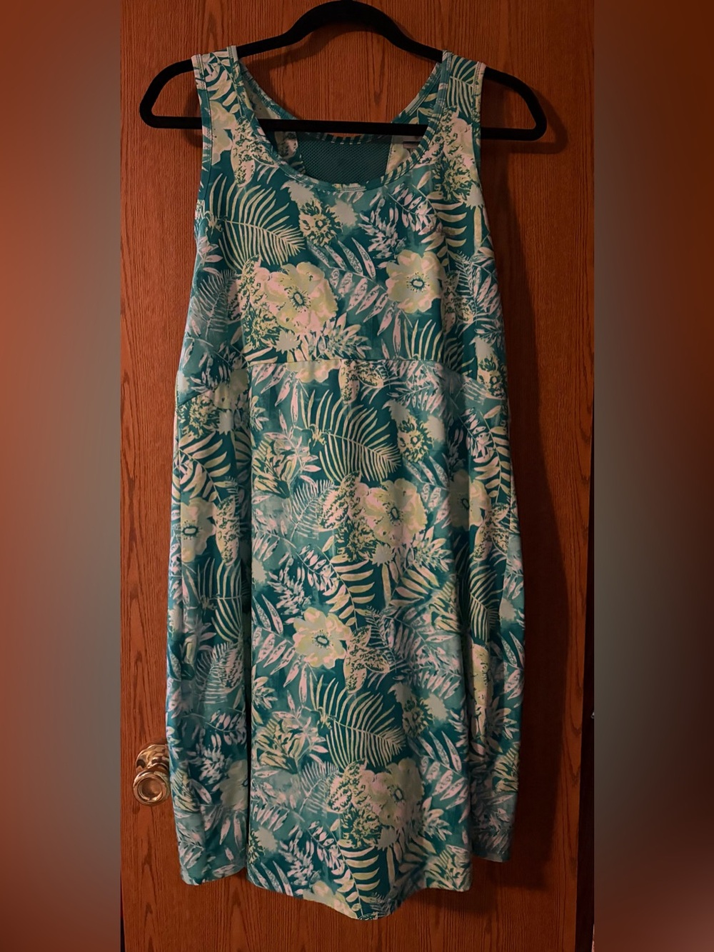 Sleeveless Teal Floral Midi Dress